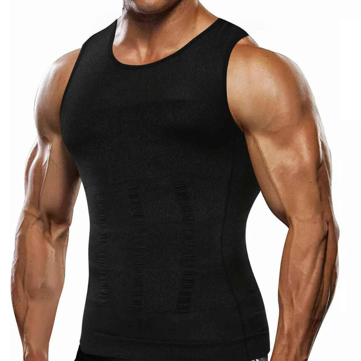 Mens Compression Shirt Sleeveless Body Shaper Base Layer Slimming