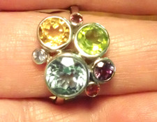 quality Multi gemstone Ring Sterling Silver size 7