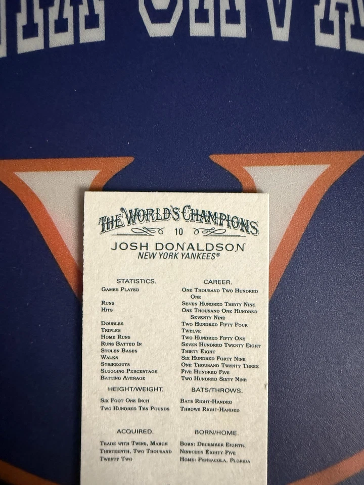 2022 Topps Allen & Ginter X Josh Donaldson #10 Mini Parallel New York Yankees - Image 3 of 4