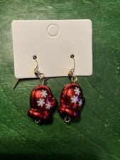 Red Mitten Christmas Pierced Earrings Dangle 1"
