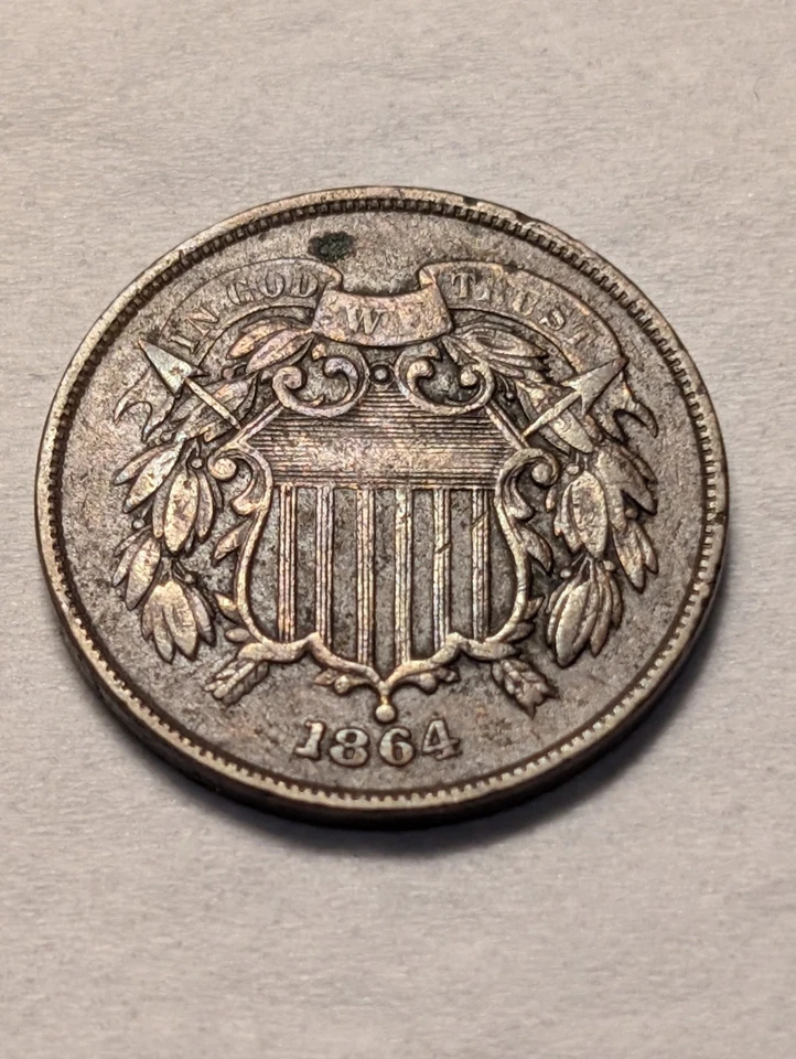1864 Major Die Rotation Error 2 Cent Piece - Image 2 of 4