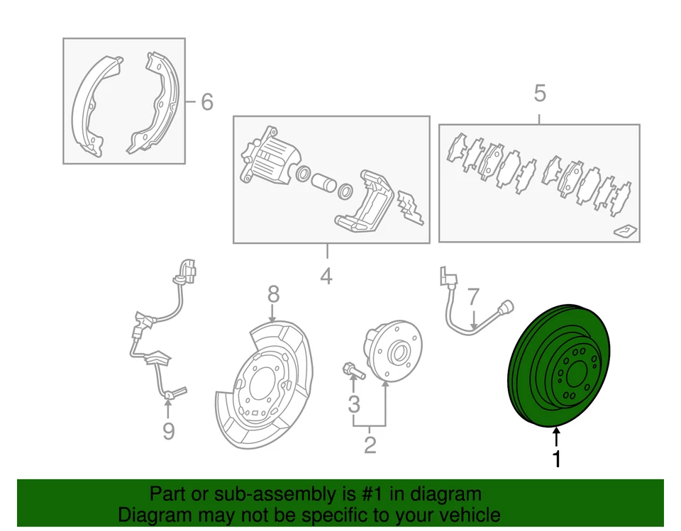 Подлинный Acura 2005-2012 Acura RL - диск задний тормозной барабан (внутренний) 42510-SJA-010 - Изображение 2 из 2