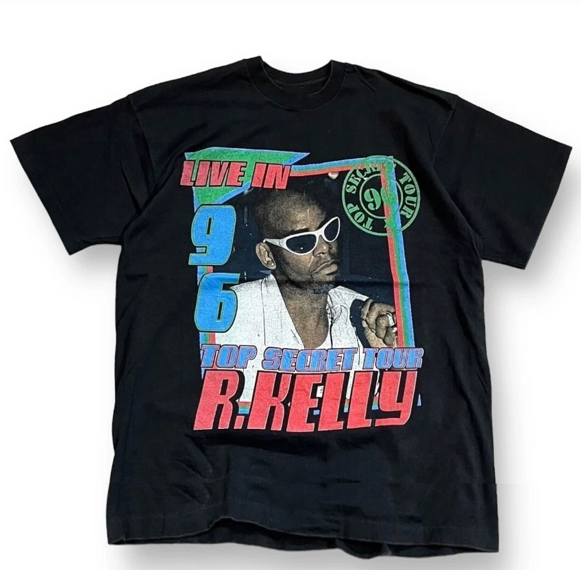T-shirt Vintage Années 90 R Kelly & Aaliyah - Taille L, Noir, Coton, Neuf Avec Petit Défaut