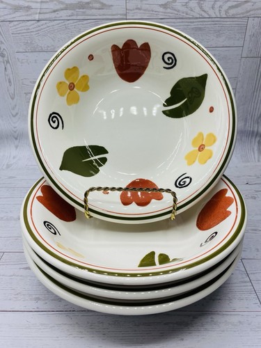 Set of 4 Discontinued Pier 1 Alessia Handpainted 8” Bowls La Primula Italy