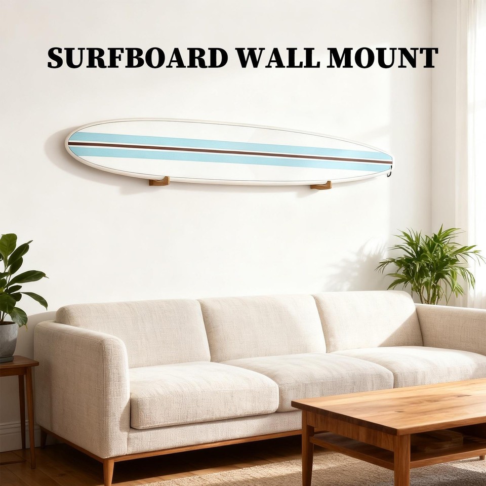 Surfboard Wall Mount Horizontal Wooden Surfboard Rack for Storage ...