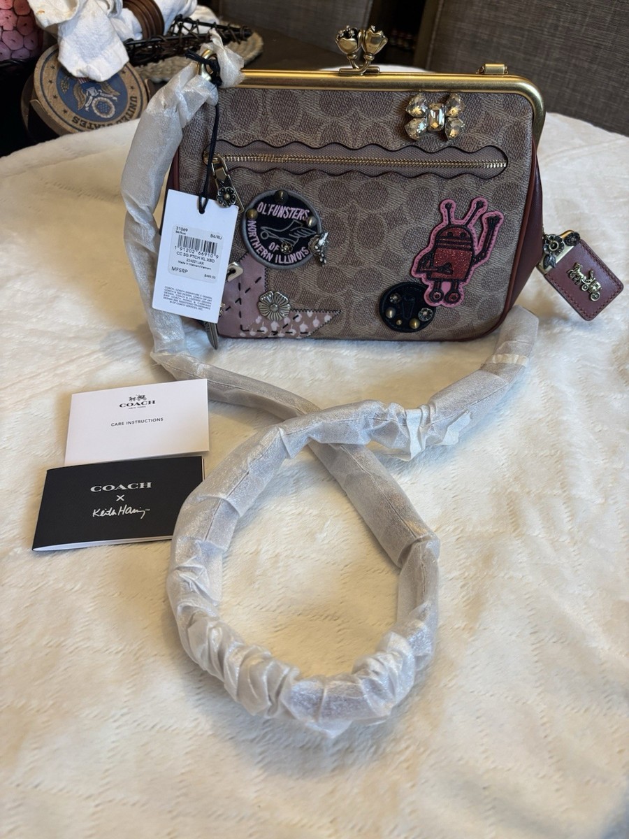 RARE & HTF Coach X Keith Haring Kisslock Crossbody In Signature