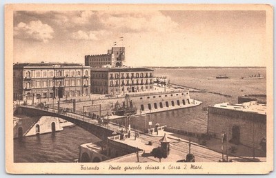 Taranto Italy Ponte Girevole Swing Bridge & Corso Due Mari Postcard