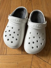 Crocs Classic Lined Clog Slippers White Faux Fur Lined Slip-On Men s 7
