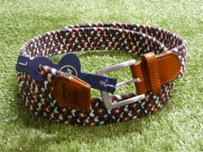 Peter Millar Mens Crown Braided Golf Belt NGLA Logo Navy/Red/White Large New