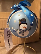 Lot of 5 Large 3.5” Blue Snowman Christmas Ornaments New W Tags Kat And Annie