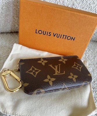 Louis Vuitton Monogram Key Pouch Pochette Cles Coin Purse W/Box & Bag