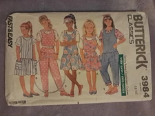 Butterick Easy Sewing Pattern 3984 Girls Top Jumper Jumpsuit w/ Pockets Sz 12-14