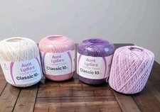 Lot of 4 Aunt Lydia's Crochet Thread Classic Size 10 Mixed Purple, Pink, Natural