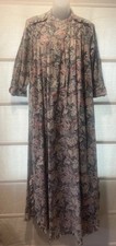 RARE Bete Cotton Grn/Wine Fall Leaves Foliage Muu Muu Dress Sz. 10 No Bete Bttns