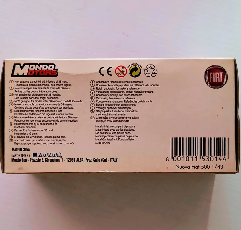 Modellino Auto FIAT 500 - Colore Rosso MONDO MOTORS - Scala 1:43 - Immagine 4 di 4