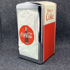 Vintage Coca Cola Coke Napkin Holder Dispenser 1992 Red Chrome 50's Diner Style