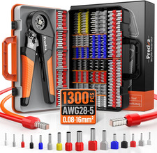 Pinza Crimpatrice 0,25-16 mm² con 1300 ghiere a filo singole e doppie, set di pi