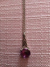 1970's Vintage Celtic Amethyst Swarovski Crystal Pendant, Silver Plated
