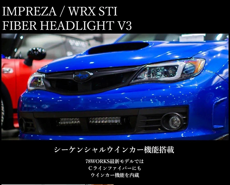 Juego de faros LED SUBARU IMPREZA GE GH GR GV WRX STI fibra V3 negro tipo JDM Foto 2 de 4