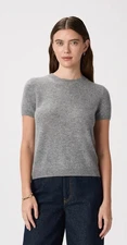 Quince Mongolian Cashmere Tee - Heather Grey - Medium - NEW!