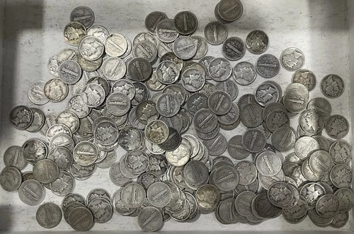 Mercury Dime Roll of 50 Mixed Dates/Mints. Free Shipping. SKUPCASQTPXTMN0908