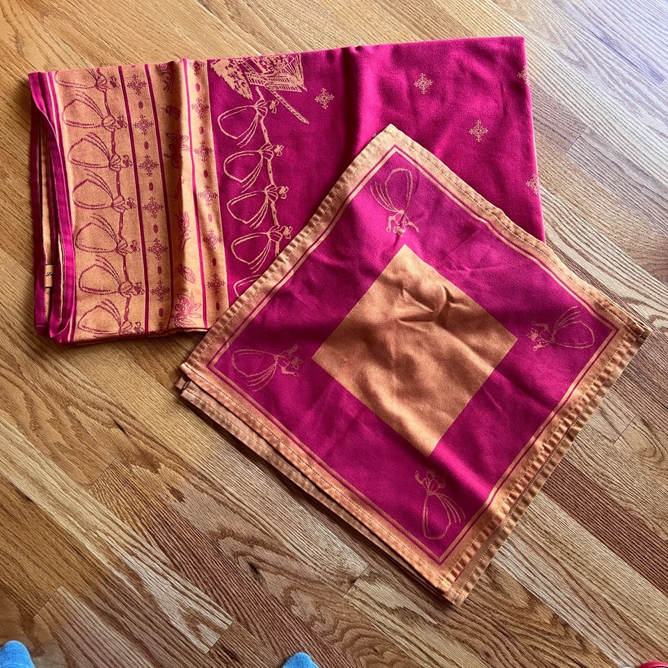 Les Tissages Du Soleil Jacquard Tischdecke 110" x 61" Hergestellt in Frankreich 4 Servietten