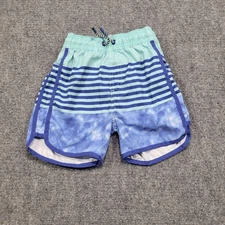 Andy & Evan Swim Trunks Boys 4T Blue Stripe Tie Dye Swimsuit Shorts Pocket