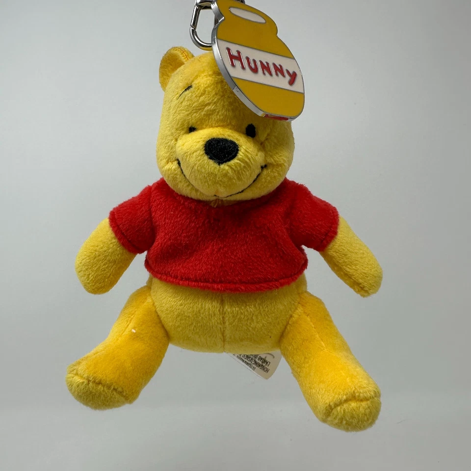 Disney Winnie The Pooh Hunny Pot Plush Keychain Bag Charm Teddy Bear 4" - Image 2 of 4