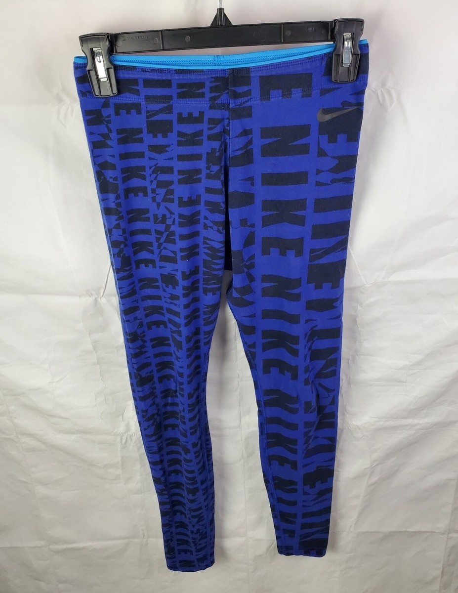 Nike Leggings Womens Small Blue Club Printed Active Athletic Training  725794-455