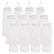 12 pack 16 Oz Wide Mouth Plastic Squeeze Condiment Bottles with Twist On Cap ...