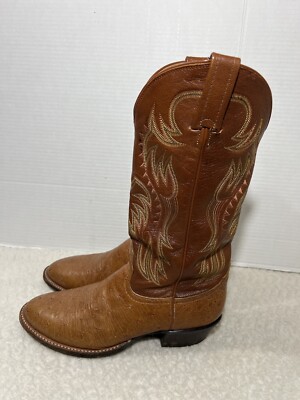 NOCONA Mens Size 7.5 D Brown Leather Ostrich Cowboy Western Boots NOCONA MD6506 MEN main image 4