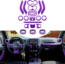 21PCS Interior Decor Trim Kit for Jeep Wrangler JK JKU 11-17 Purple Accessories