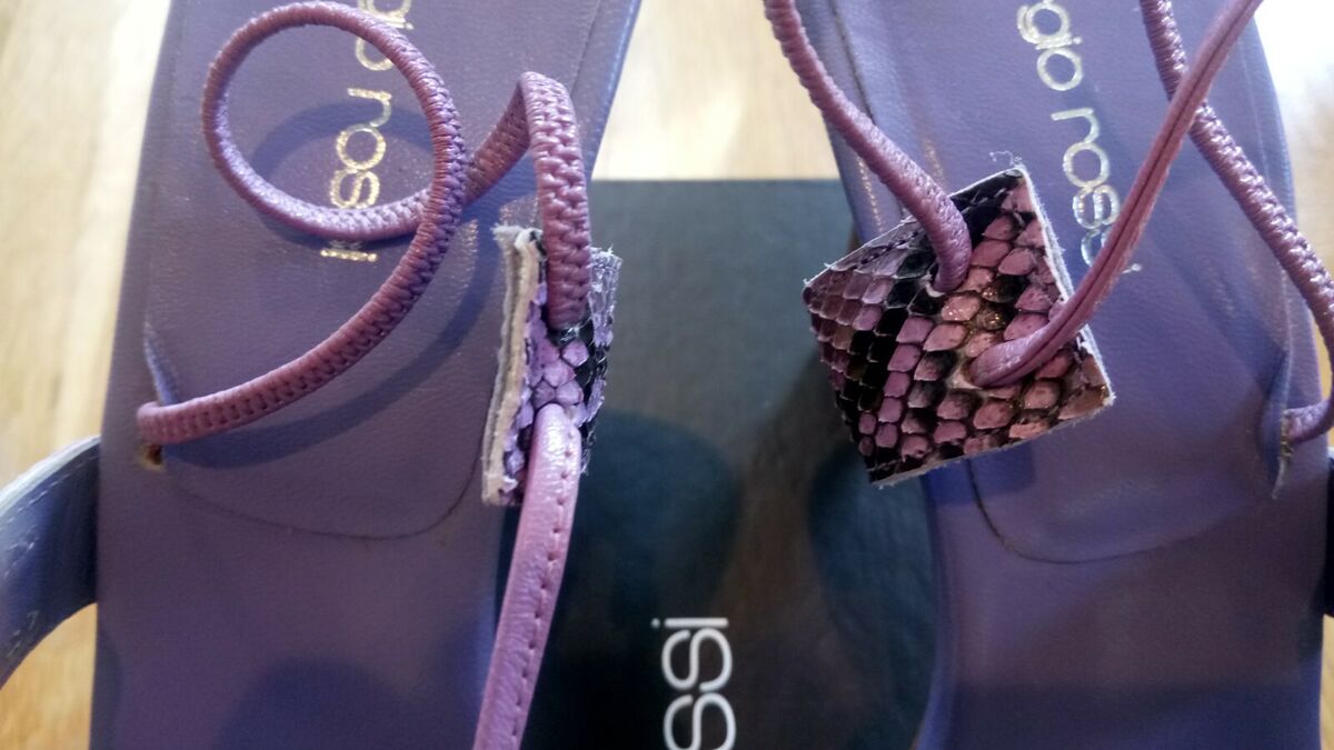 SERGIO ROSSI Vero Cuoio Snake Skin Leather Ankle Strap Sandals Size 38.5 US  8