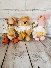 Disney Store 2000 ANGEL Tigger Piglet POOH Bean Bag Plush NWT Carolers Choir