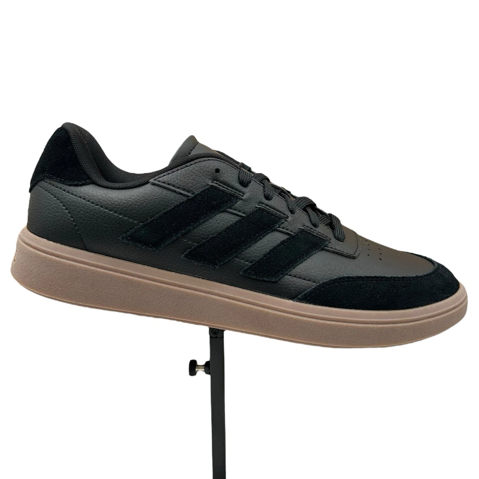 Adidas Mens Courtblock Casual Sneaker Size 10.5 Black Lace up Faux Leather Shoes