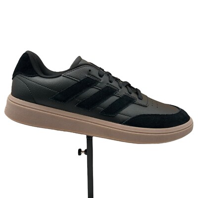 Adidas Mens Courtblock Casual Sneaker Size 11.5 Black Lace up Faux Leather Shoes