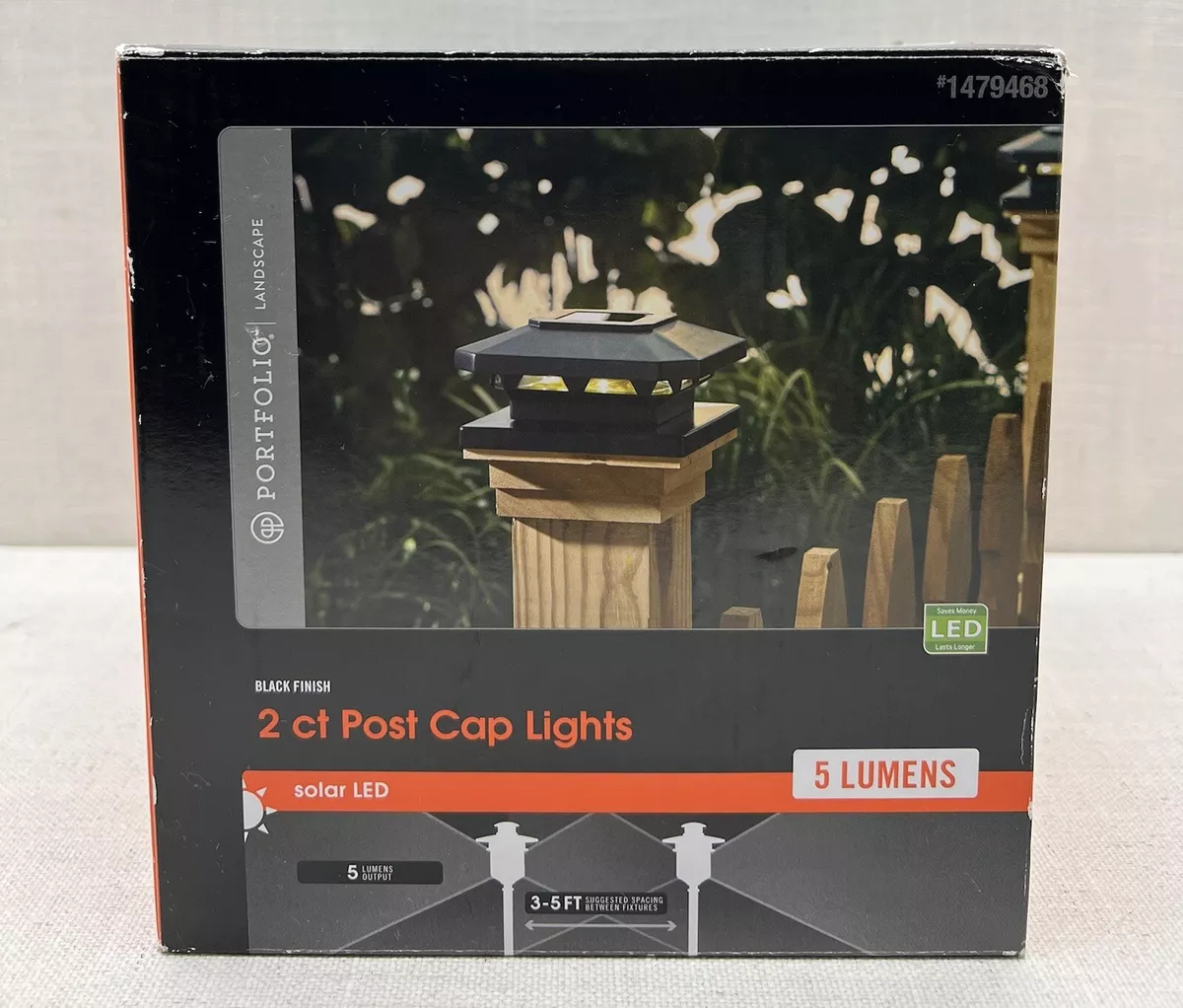 Set of 2 Portfolio Landscape Post Cap Lights 5 Lumen Black Finish
