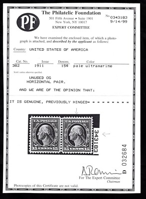 MOMEN: US STAMPS #382 MINT OG LH VF+ PF CERT LOT #92590 | eBay