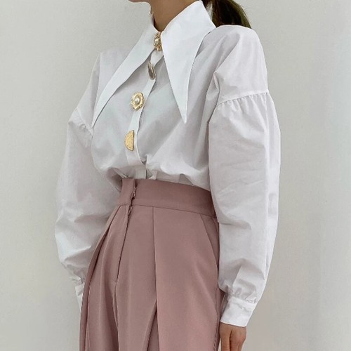 Primavera Moda Camisa Manga Larga Cuello Punta Mujeres Camisa Cuello Abajo Ropa - Imagen 20 de 23