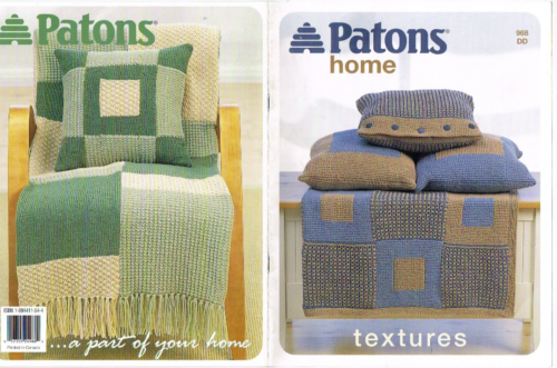 Knitting Pattern Patons Home Textures Afghans Pillows 4 Patterns 2001 GC - Picture 1 of 2