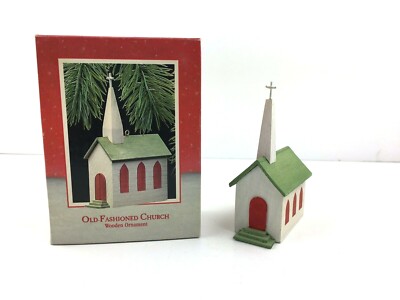 Hallmark Old Fashioned Church Wooden Ornament Christmas Ornament 1988 QX4981