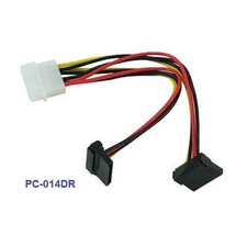8" 4-Pin Molex to Dual 90  SATA 15-Pin Crimping Type