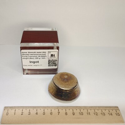 Bismuth Metal Ingot 325 Grams Ultra-Pure High purity 99.9999% 6N Bi Element