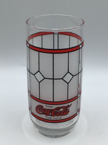 Vintage Coca Cola Glass Red Frosted Stained Style "6 Drinkng Glass - Picture 1 of 9