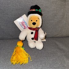 The Disney Store Christmas Winnie the Pooh Snowman Mini Bean Bag Plush 8" NWT