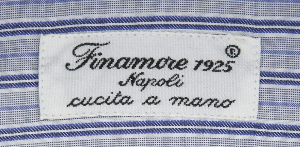 Camisa a Rayas Gris Finamore Napoli - Extra Delgada - (F14186) Foto 4 de 4