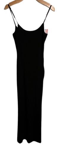 Quince Maxi Dress Womens Large Black Slip Tencel Rib Knit Sleeveless Bodycon NEW
