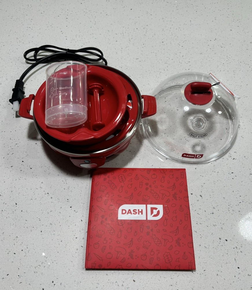 DASH Go Rapid Egg Cooker Red for Quick Easy Eggs and Omelettes