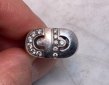 Genuine BVLGARI BULGARI Parentesi 18K White Gold Diamond Ring Size 6.75