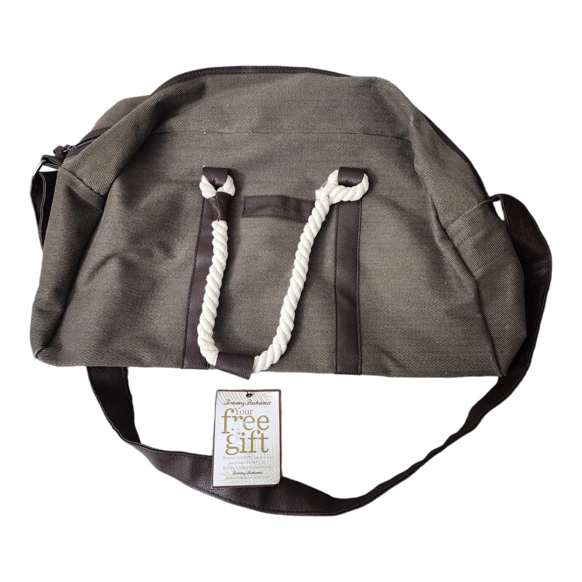Tommy Bahama Weekend Duffle Bag Olive Green luggage Shoulder Strap Rope Handles